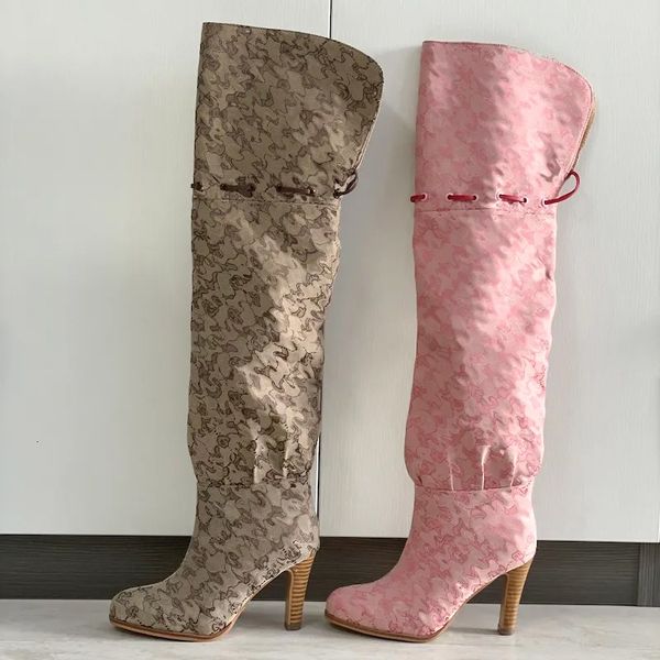 women over the knee boots winter canvas cowboy boots high heel boots fashion dress shoes womens designer shoes boots party wear 684 50 - Shoes & Accessories - myaceshop