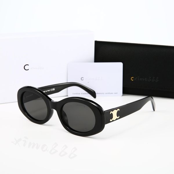 Designer Sunglasses Black Acetate Frame Dark Gray Lens Sunglasses For Women UV400 Nylon Lenses Polished Metal Luxury Sunglasses Oval Cat Eye Glasses - Bags, Shoes & Accs - myaceshop
