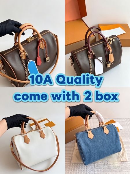 Women's Designer-Style Boston Duffle Bag Genuine Leather Classic Pattern Canvas Shoulder Bag Vintage Boston Crossbody Handbags Tote Fashion Purse Travel Bag PRPU - Bags, Luggage & Accessories - myaceshop