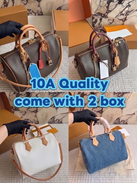 Premium Grade Womens Boston Duffle Bag Genuine Leather Classic Pattern Canvas Shoulder Bag Vintage Boston Crossbody Handbags Tote Fashion Purse Travel Bag PRPU - Bags, Luggage & Accessories - myaceshop