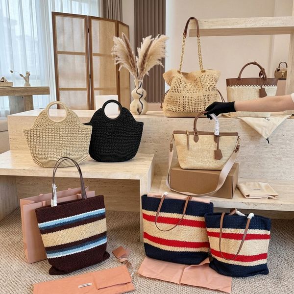 Designer Straw Beach Bags for Women Large Tote Women Crochet Handbags Summer Shoulder Bag Lady Travel Hobo Bag Purses Big Capacity Woven Shopper Holiday Bag PRPU - Bags, Luggage & Accessories - myaceshop
