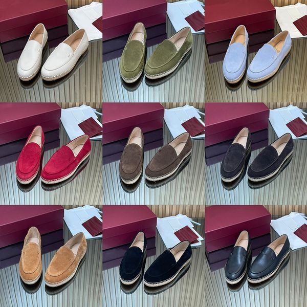 2026 New Women's Chic Espadrille Flats Designer Loafers Straw Woven Slip-On Slippers Soft Suede Leather Casual Summer Shoes 1034 - Shoes & Accessories - myaceshop