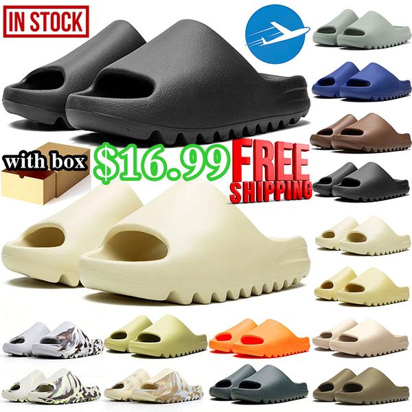 free shipping with box designer mens womens slides slippers sandals desert sand Bone Resin Slate Grey Glow Green slide sandal shoes summer - Shoes & Accessories - myaceshop