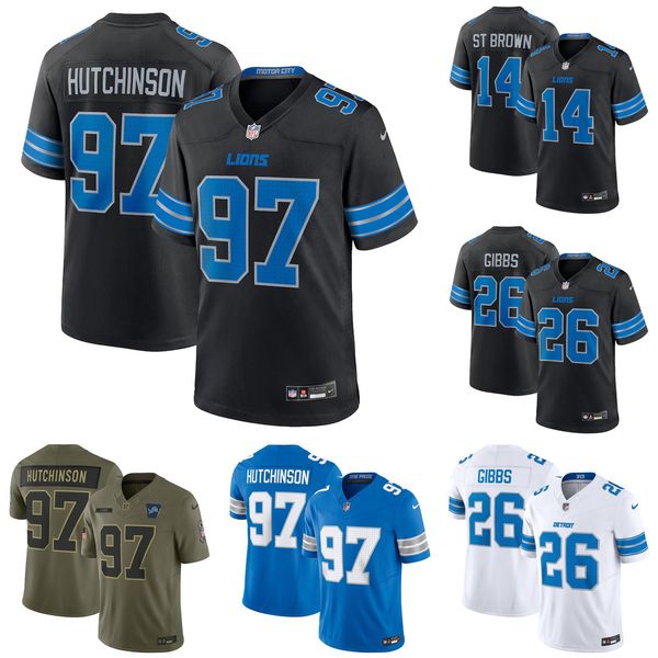 Men's Detroit Lions Aidan Hutchinson Black 2nd Alternate Game Jersey