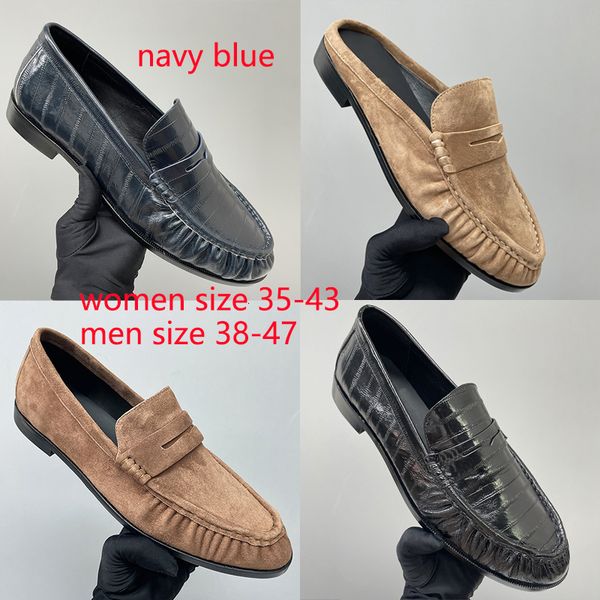 Mirror Quality Y Loafers Men Women Designer Pleated Penny Loafer Mules Genuine Leather Le Loafers Slippers EU47 Loafer Luxury Office Flat Dress Shoes 1137 - Shoes & Accessories - myaceshop