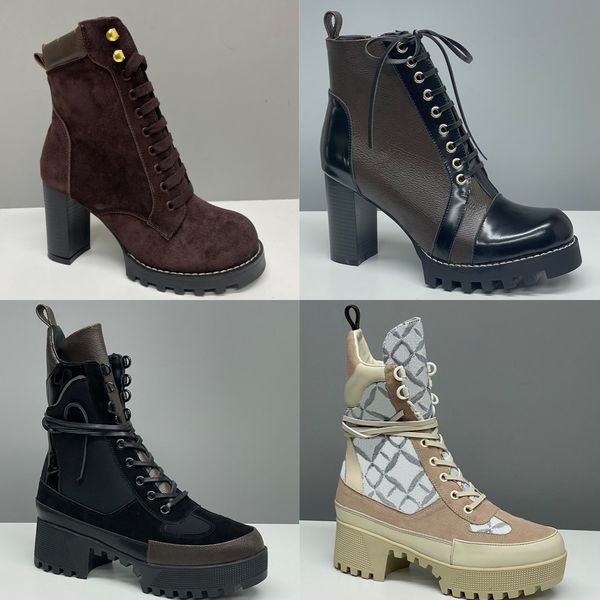 Designer Women Ankle Boot Luxury Martin Desert Boots High Heel Boots Suede Calf Leather Winter Boots Camel Over Knee Boot Woman Classic Vintage Print High Quality 013 - Shoes & Accessories - myaceshop