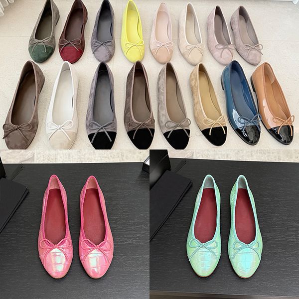 Top Quality Women Suede Ballet Flats Designer Velvet Loafers Bow Mesh Sandals Dinner Dress Shoes Girls Slip-On Wedding Party Boat Shoes 891 - Shoes & Accessories - myaceshop