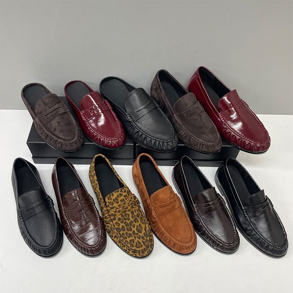 Top Quality Ruched Penny Loafers Le Loafers Backless Mules Designer Men Women Creased Real Leather Suede Slip On Flat Dress Shoe Classic Daily Street Shoe Size EU35-47 - Fashion Collection - myaceshop