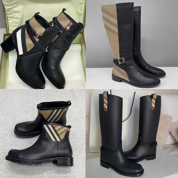 designer boots check leather ankle boots women martin boots over the knee high boots low heel real leather warm booties snow shoes winter boots high heel boots 633 - Shoes & Accessories - myaceshop