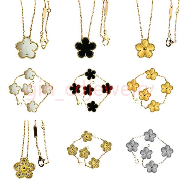Fashionable and classic four-leaf clover lucky necklace, bracelet, earrings, 18K agate, women's and girls' Valentine's Day, Mother's Day, engagement jewelry.