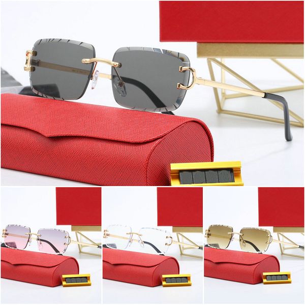 Designer Sunglasses Sports Mens Women Gold and Silver Frameless Metal Round Oval Optical Frame Black Grey Blue Transparent Lens Sun Eyewear Fashion Glasses - Fashion Accessories - myaceshop