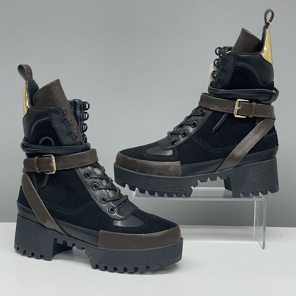 EU42 Designer Women Boots Winter Martin Boots Classic New Low High Heels Boots Vintage Print High QualityAnkle Boots Desert Boot Snow Shoes Winter Shoes 013 - Shoes & Accessories - myaceshop