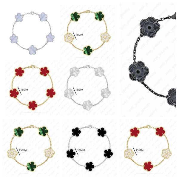 Brick inlay clover bracelet charm bracelet designer bracelets fine jewelry mother of pearl white black red lady moissanite bracelet designer for women popular Y8