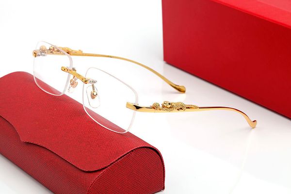 Fashion Designer Sunglasses For Women Vintage Mens Buffalo Horn Glasses Panther Gold Silver Metal Legs Rimless Sunglass Mens Travel Tour Eyeglasses Lunettes gafas - Fashion Accessories - myaceshop