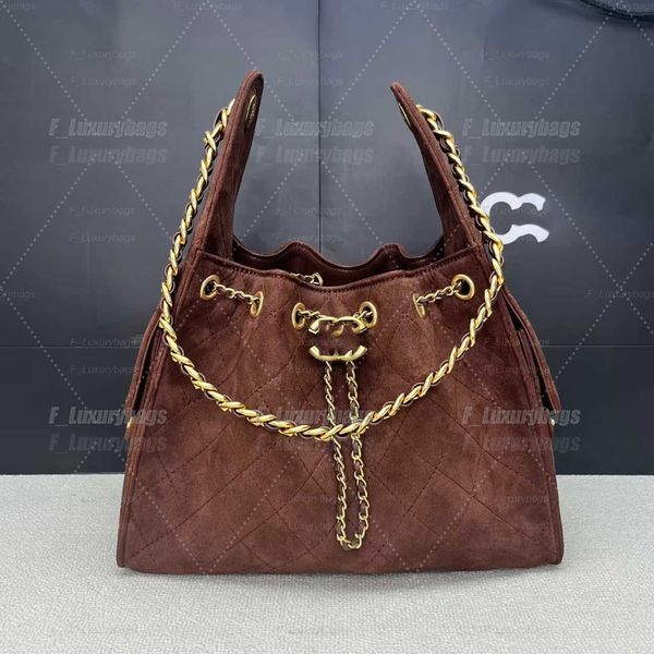 Evening Bags Shoulder Bags Designer shoulder diamond check long chain fashion bucket crossbody bag Big homeless person 25 suede leather grey casual luxury brand - Bags, Luggage & Accessories - myaceshop
