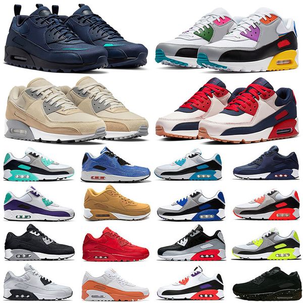 Designer 90 Running Shoes Men Women Fashion Shoes Leather Mesh Triple Black White Red Blue Light Smoke Grey Sneaker Trainers Outdoor Sports Tennis Eur 36-45 - Shoes & Accessories - myaceshop