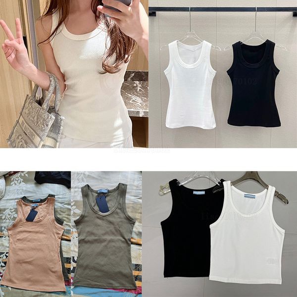Designer tank top brands summer knitted women's t-shirt tops shirt high elasticity slim fit vest camis sexy sleeveless vest top braces tank