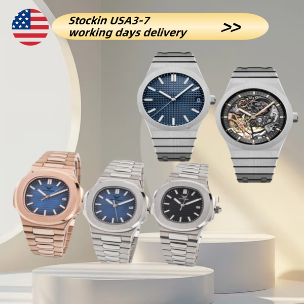 men's watch automatic mechanical skeleton watch classic style 42mm stainless steel sapphire luminous - Watches - myaceshop