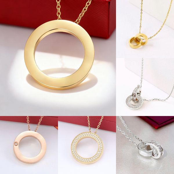 love necklace luxury jewelry designer necklace for woman circle pendant necklace with diamond 45cm screw necklace cross stone stainless steel necklace womens gift - Jewelry - myaceshop