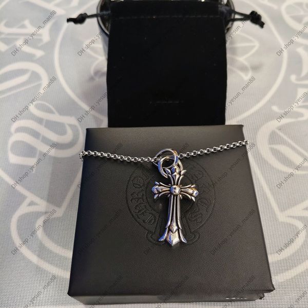 chrome Necklace Bold Letter Cross Women chromes Necklaces Designer Brand Flower Pendant Chain Men chromed Jewelry Necklace A2Fr - Jewelry - myaceshop