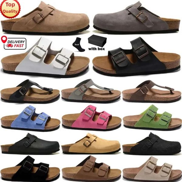 With Box Designer Clogs Sandals clog Slippers Cork Flat High Quality Fashion Summer Genuine Leather Slide Favourite Beach Casual Shoes Women Men 35-45 - Shoes & Accessories - myaceshop