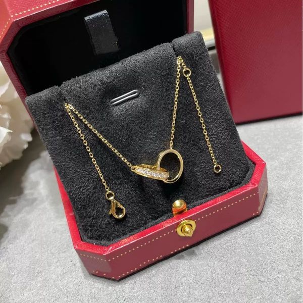 Luxury Designer Necklace Diamond Screw Love Necklaces For Men Cool Aesthetic Double Hoop Cjeweler Chains Mens Woman Pendant Necklaces Ladies Jewelry Gold Necklace - Jewelry - myaceshop